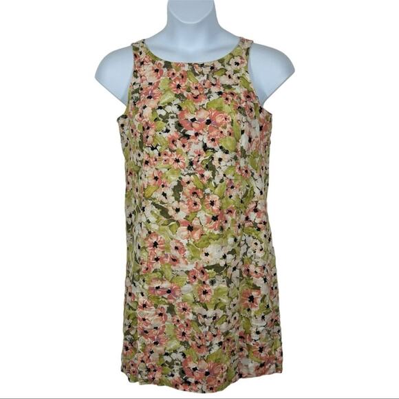 J. Jill Love Linen Floral Print Sleeveless Shift Dress Shrimp Size Petite Small - Picture 6 of 13